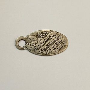 Vintage Dog Tag License Key Tag “If Found Return To” Boxer/Bulldog – Silver Tone